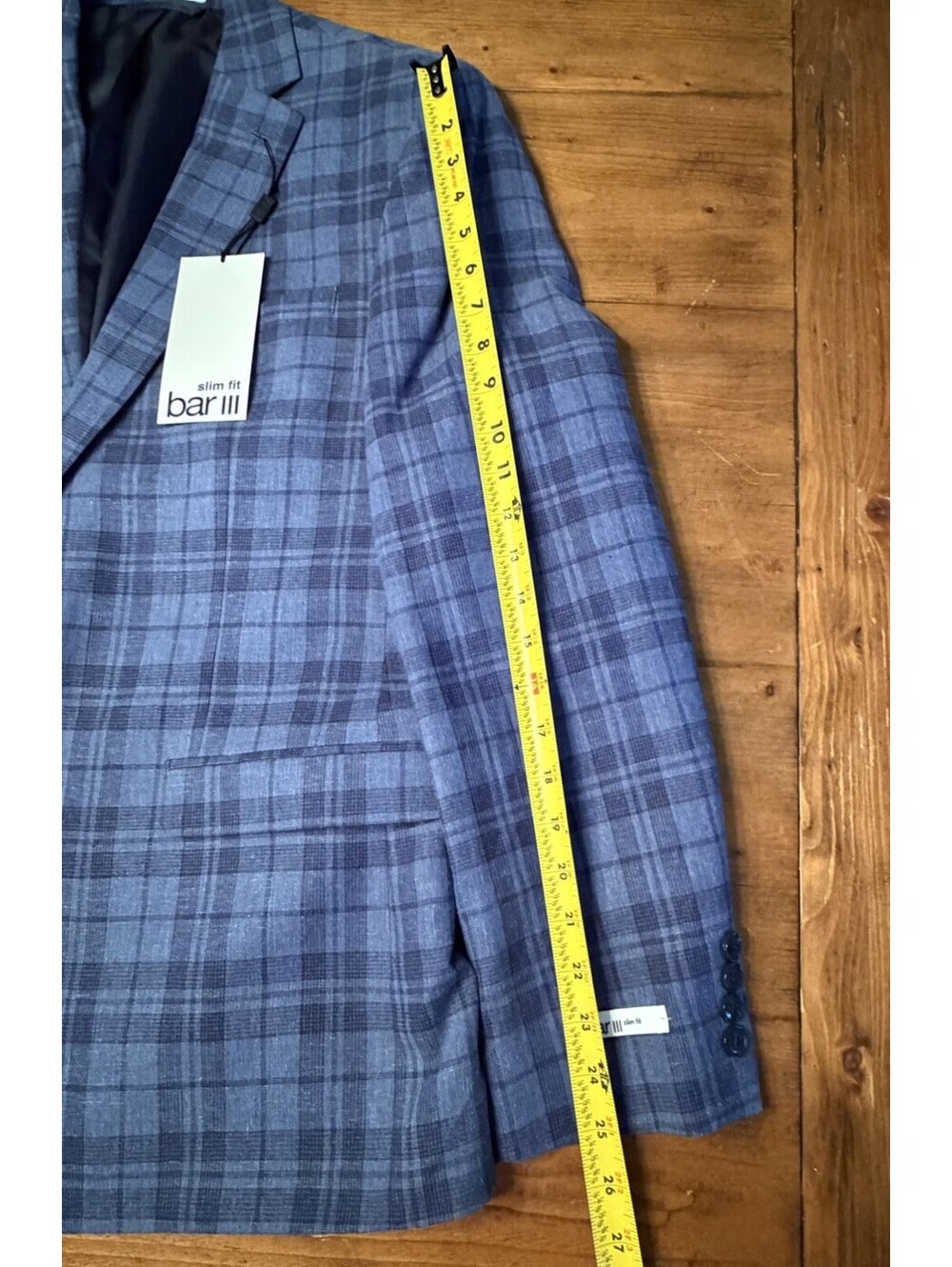 Bar Ill Slim 44R Sport Coat Jacket Blazer Blue Check MSRP $295 New w Tags - Picture 6 of 8